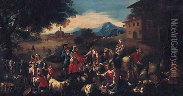 A country market Oil Painting - North-Italian School
