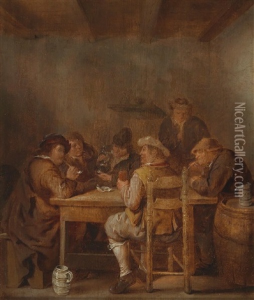 A Tavern Interior With Carousing Peasants Oil Painting - Jan Miense Molenaer