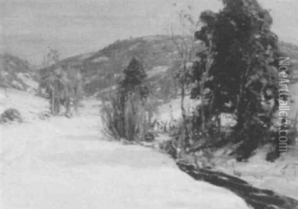 Winter Snow Scene Oil Painting - John J. Inglis