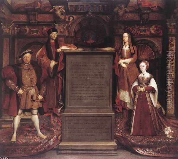 Henry VII, Elizabeth of York, Henry VIII, and Jane Seymour 1667 Oil Painting - Remigius Van Leemput