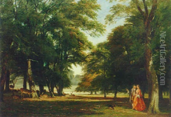 In Richmond Park Oil Painting - Edward John Cobbett
