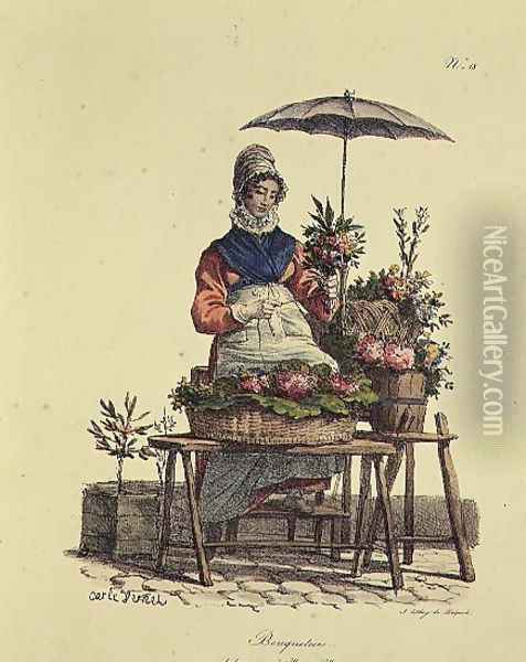 Flower Girl, 1820-22 Oil Painting - Carle Vernet