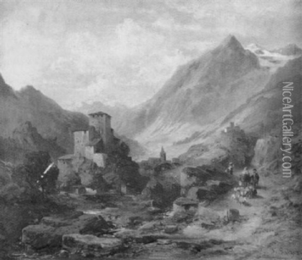 Blick Auf Schlos Rendelstein In Tirol Oil Painting - Friedrich Salzer