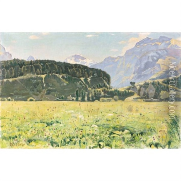 Sommerlandschaft Bei Interlaken (summer Landscape Near Interlaken) Oil Painting - Ferdinand Hodler