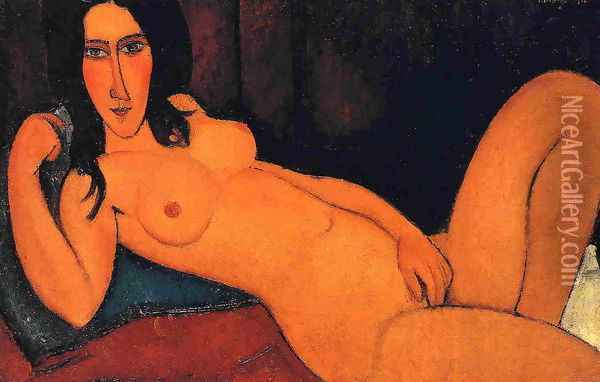 Reclining Nude with Loose Hair Oil Painting - Amedeo Modigliani