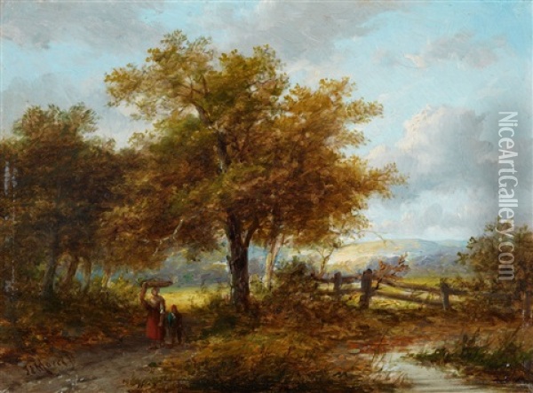Two Landscapes Oil Painting - Jan Evert Morel the Younger