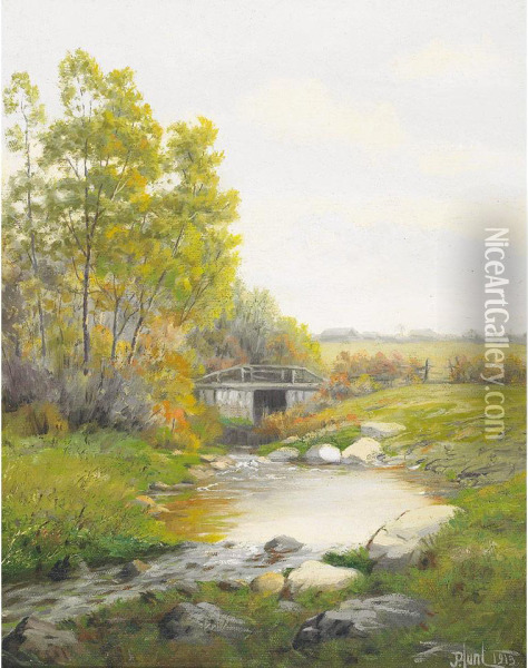 Bridge On The River Oil Painting - John Powell Hunt