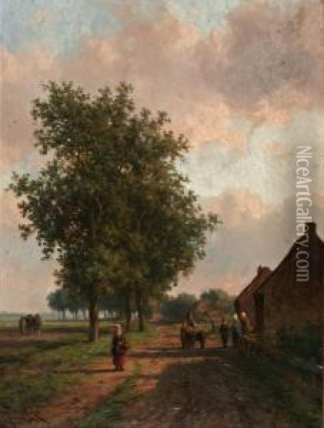 Figuren Op Zonnige Landweg Oil Painting - Willem Vester
