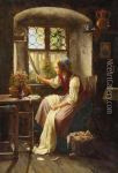 Madchen Am Fenster(erwartung) Oil Painting - Meyer Georg von Bremen