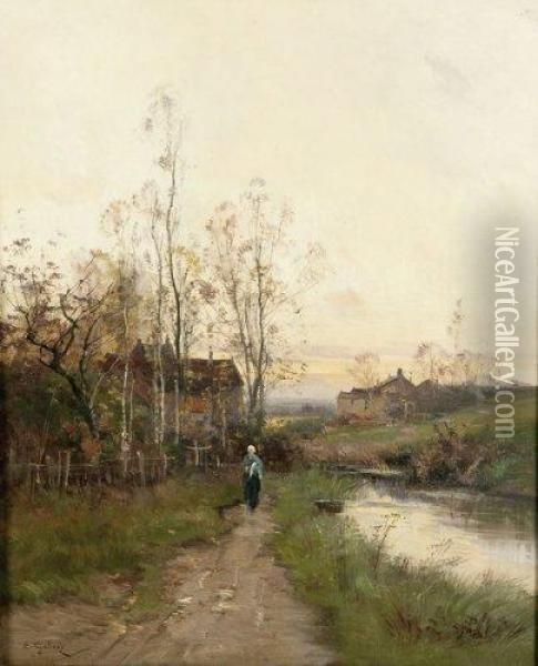 Chemin Au Bord D'un Etang Oil Painting - Eugene Galien-Laloue