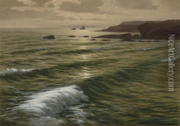 Sunset, Laguna Beach, Cal. Oil Painting - Frank William Cuprien