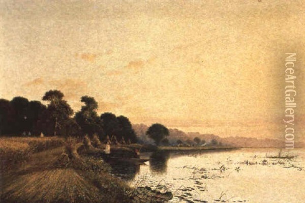 Flusslandschaft Im Herbst Oil Painting - Edwin Henry Boddington