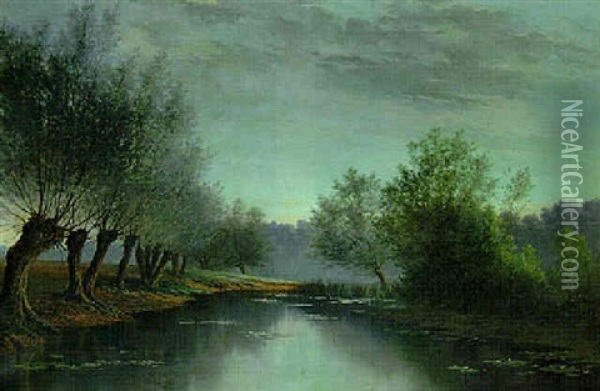 A Tranquil River Landscape Oil Painting - Armand Guery
