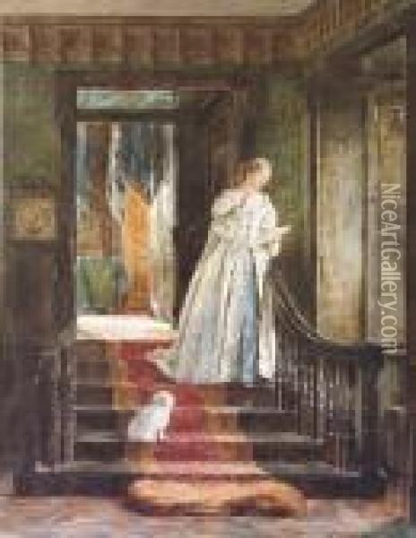 The Love Letter, Interior Oil Painting - Erskine Nicol