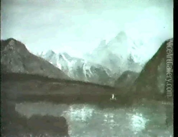 Abend An Einem Alpensee. Oil Painting - Alexandre Calame
