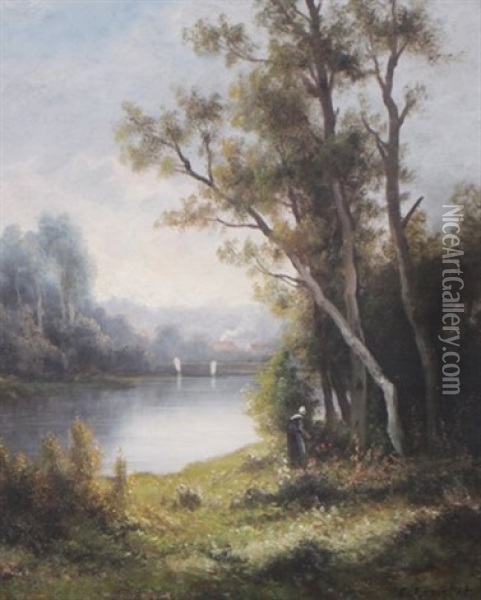 Classical River Scene Oil Painting - Charles Antoine Lenglet