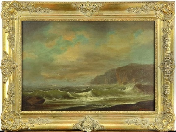 Ship Passing At Lands End Oil Painting - Gideon Jacques Denny