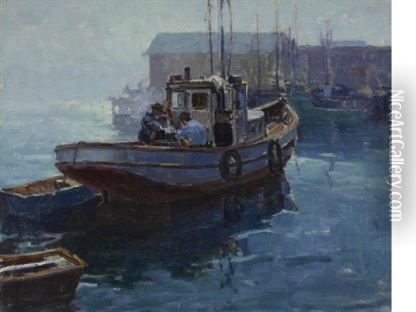 Newport Harbor Oil Painting - George Kennedy Brandriff