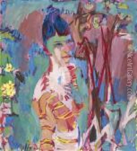 Bust Of A Coloured Girl Oil Painting - Albert Muller
