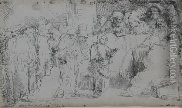 Christ Disputing With The Doctors Oil Painting - Rembrandt Van Rijn