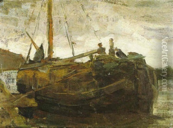 Bateau Dans Un Fleuve Oil Painting - Piet Mondrian