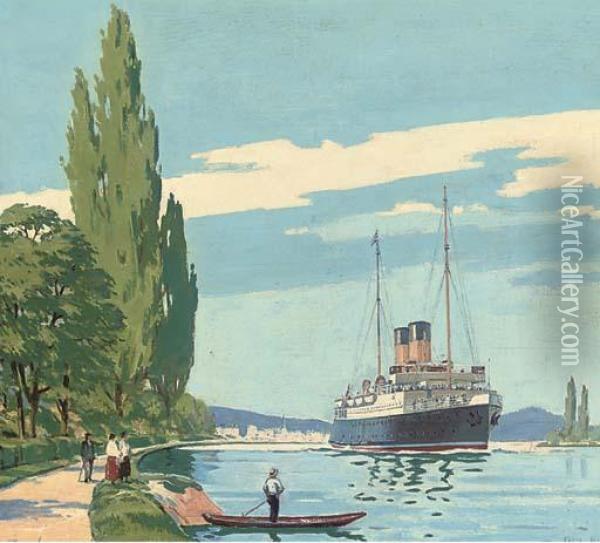 Duclair Sur Seine Oil Painting - Cecil G. Charles King