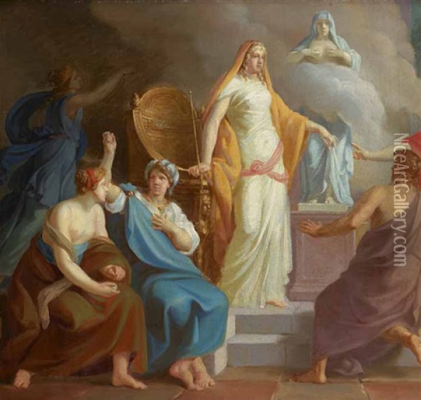 La Scuola Di Atene (sketch) Oil Painting - Friedrich Heinrich Fueger
