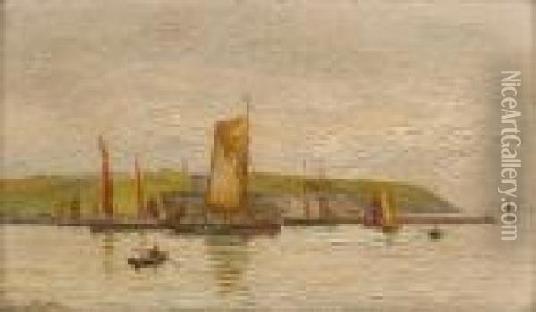 Shipping At Falmouth Oil Painting - Henry Martin