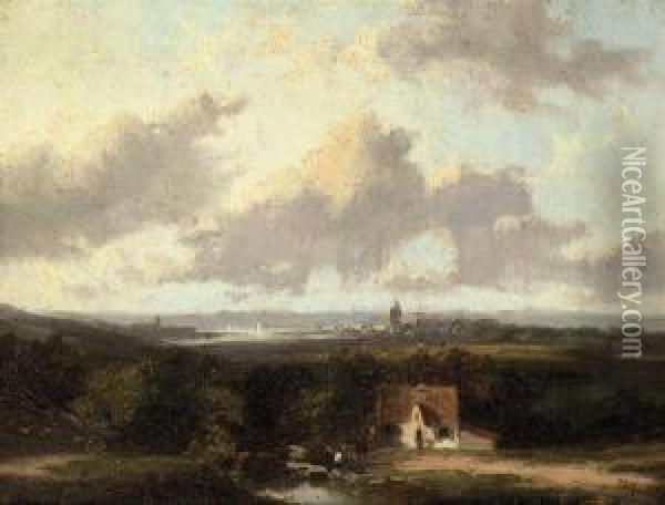 Panoramic Landscape Oil Painting - Jan Evert Morel