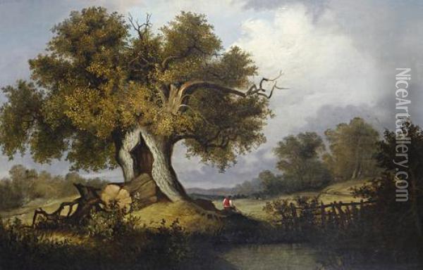 A Rustic Idyll Oil Painting - John Berney Ladbrooke
