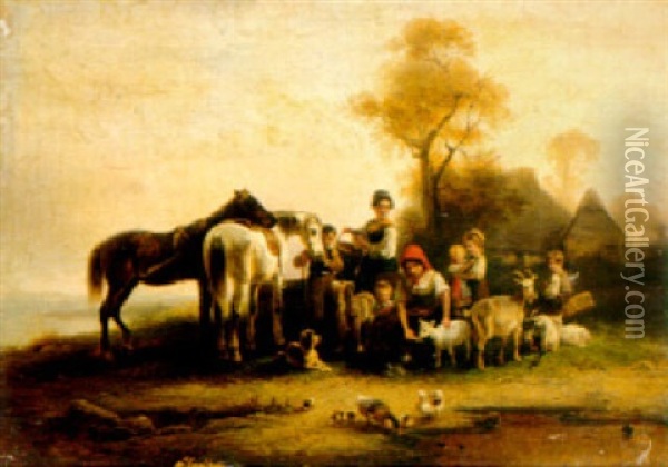 The Farmer's Family Oil Painting - Wilhelm Alexander Meyerheim