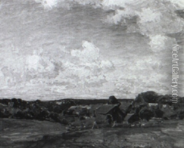 Quiet Pastures: Landscape With Cattle Grazing Oil Painting - Walter Griffin