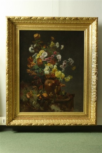 Bouquet De Fleurs Oil Painting - Laurent (Abbe) Guetal