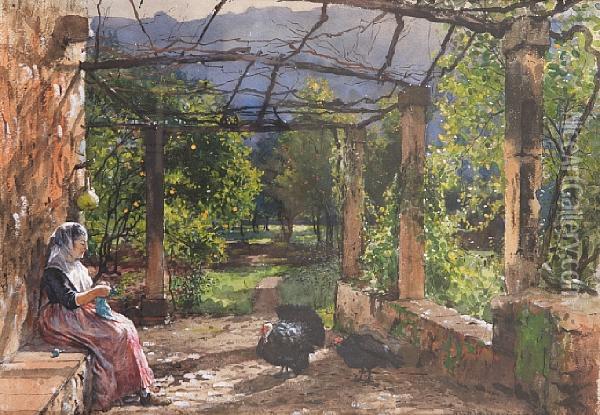 The Terrace, Majorca Oil Painting - William Ewart Lockhart