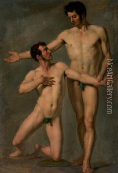 Zwei Mannliche Akte Oil Painting - Francois-Xavier Fabre