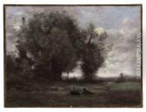Le Repos Dans La Prairie Oil Painting - Jean-Baptiste-Camille Corot