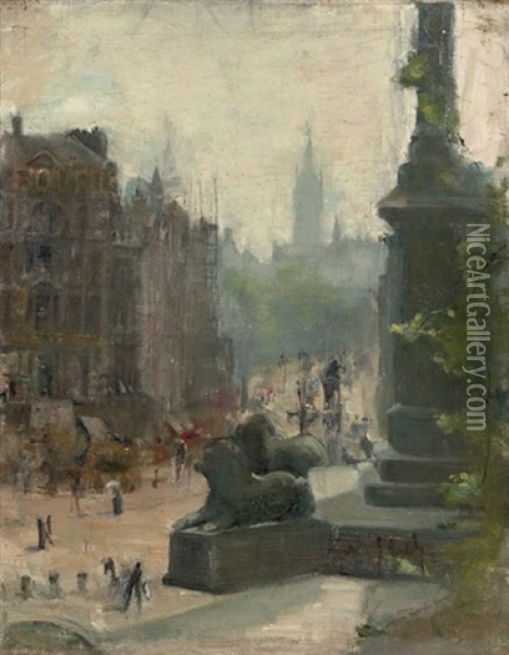 Trafalgar Square Oil Painting - Albert Ludovici Jr.