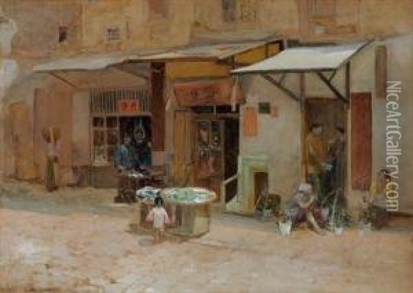 Chinatown, San Francisco Oil Painting - Louis Comfort Tiffany
