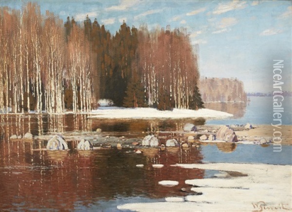 Winter Landscape Oil Painting - Vilhelms Purvitis