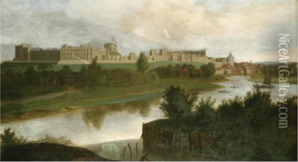 View Of Windsor Castle Oil Painting - Hendrick Danckerts