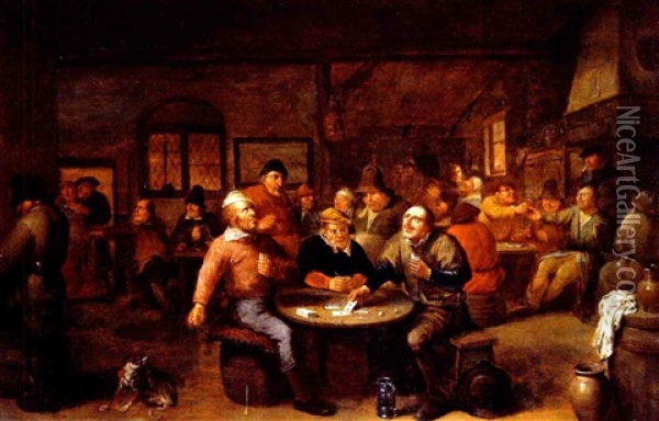 Kartenspielende Und Zechende Bauern Im Wirtshaus Oil Painting - Egbert van Heemskerck the Elder