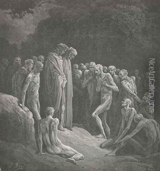 The shadowy forms, That seem'd things dead and dead again, (Canto XXIV., lines 4-6) Oil Painting - Gustave Dore