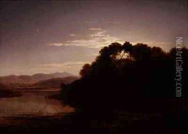 Moonrise on the bank of a loch Oil Painting - Arthur Gilbert