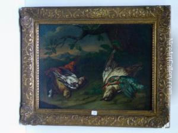 Nature Morte Aux Oiseaux. Oil Painting - Ferdinand Phillip de Hamilton