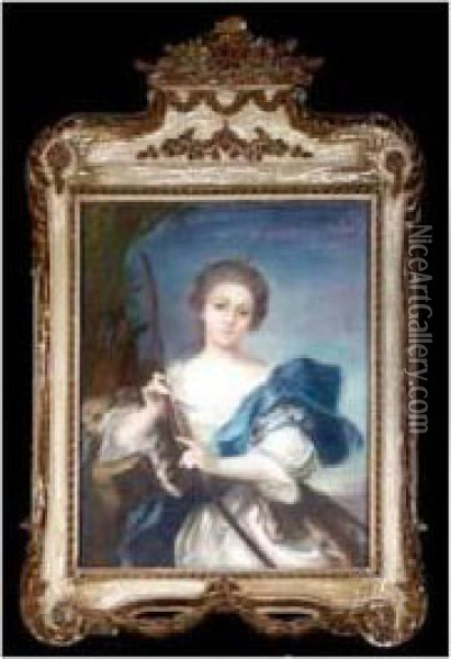 Portrait Of Princess Adelaide As Diana Oil Painting - Jean-Marc Nattier