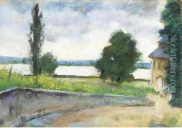 House By A Lake Oil Painting - Lesser Ury