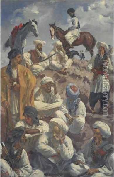 Afghans Oil Painting - Alexander Evgenievich Yakovlev