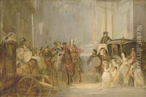 The entrance of Prince Charles Edward Stuart (1720-1788) to Edinburgh sketch Oil Painting - Thomas Duncan