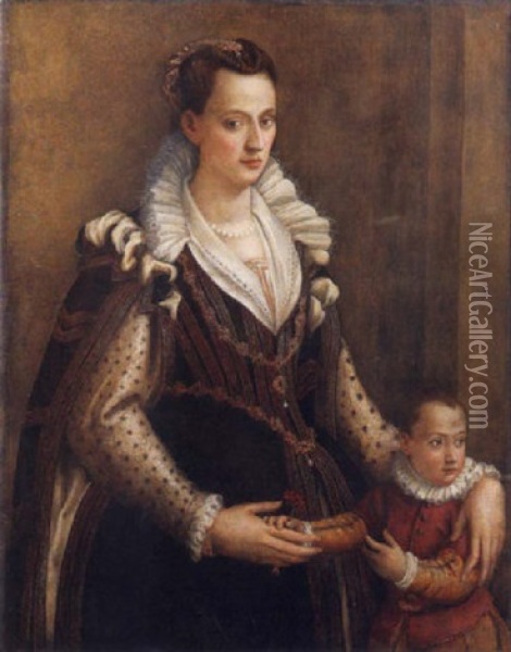 Ritratto Di Donna Con Bambino Oil Painting - Lavinia Fontana