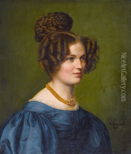 Portrat Der Johanna Wieland Mit Goldener Medaillonkette Oil Painting - Ferdinand-Theodor Hildebrandt